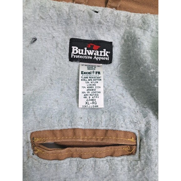 Bulwark FR Brown Fire Flame Resistant Canvas Heavy Duty Work Jacket Mens Size XL - Picture 6 of 13